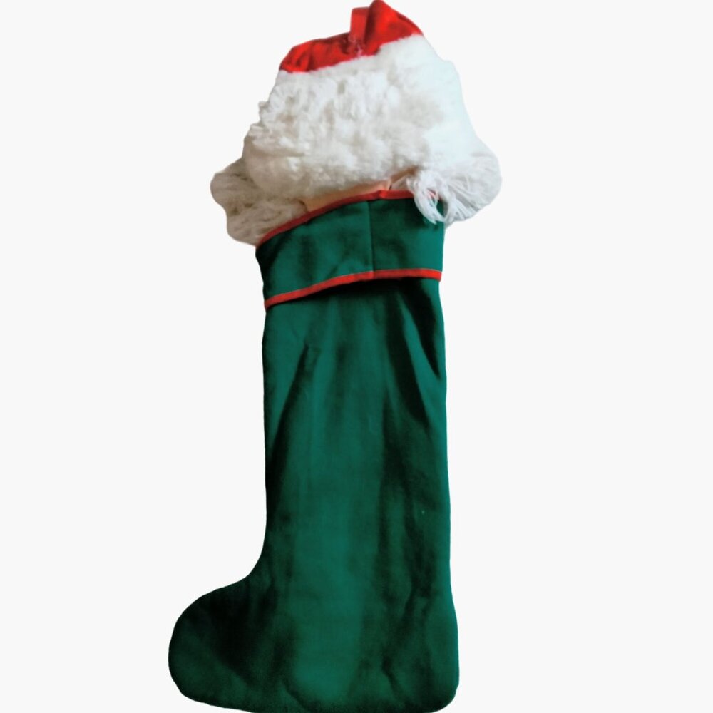 Santa Claus Christmas Stocking Large 24 Inches Plush head Handmade - Picture 3 of 5